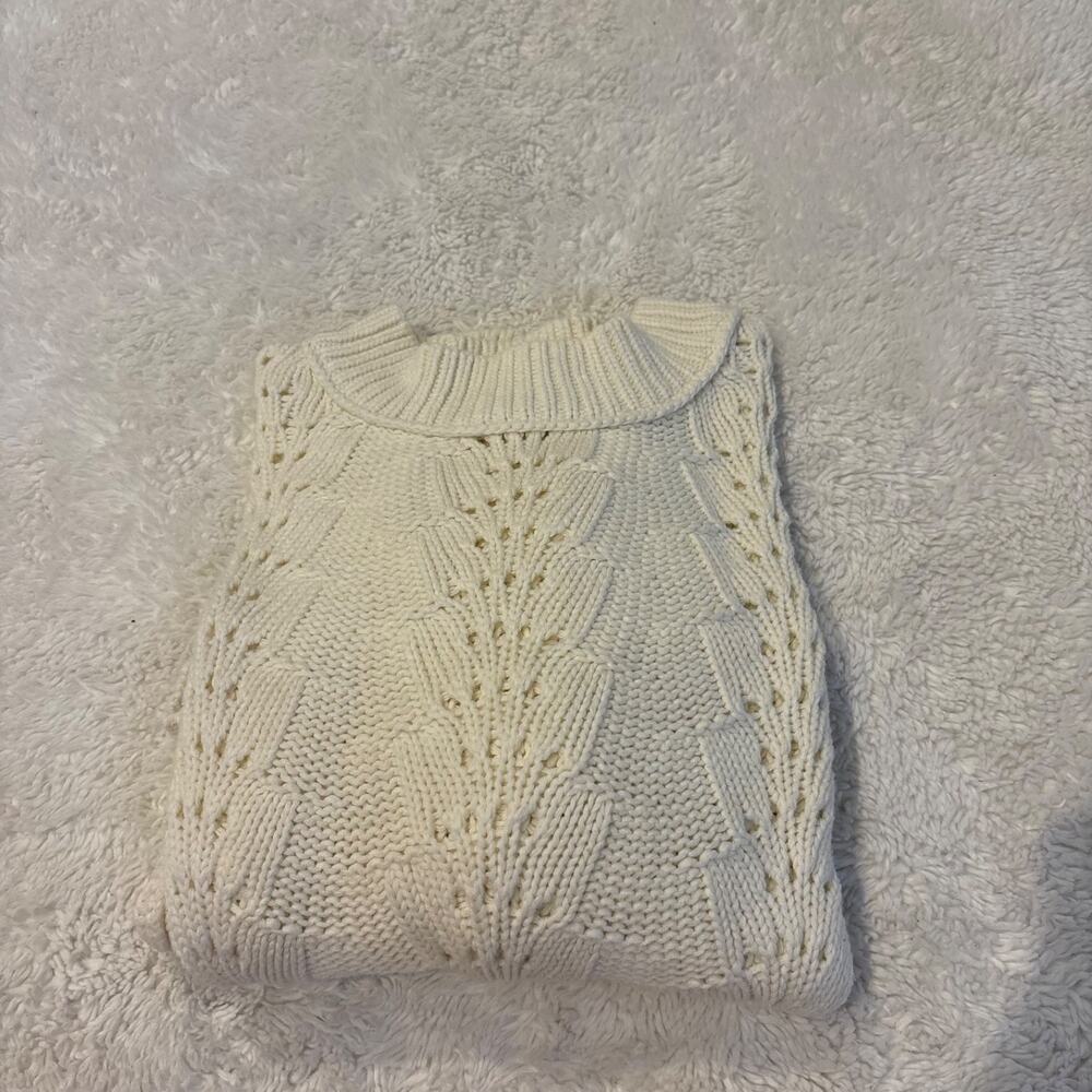 Free People Womens Cropped Bell Song Knit in Bone Sweater Boho Indie Casual Sz L